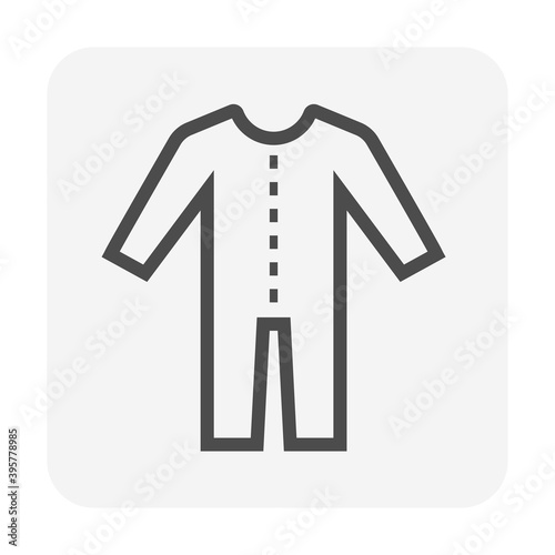 Coverall or overall vector icon. That uniform is safety cloth or protective workwear for industry, chemical and medical i.e. electrician, builder, mechanic, scientist, doctor and health professional.
