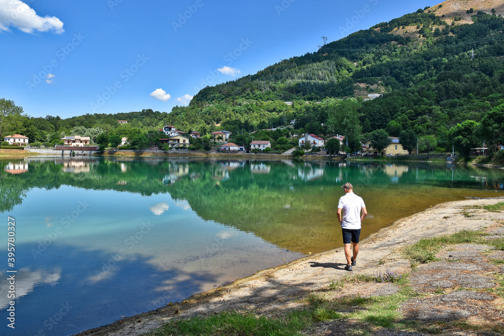 View of the Sirino lake in the Basilicata region, Italy.