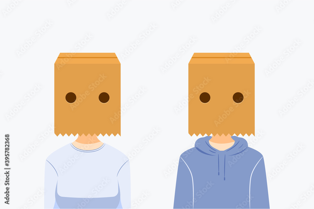 A couple with box on the head. Isolated Vector Illustration A couple with box on the head. Isolated Vector Illustration