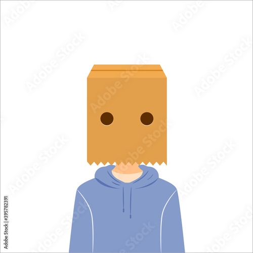 A couple with box on the head. Isolated Vector Illustration