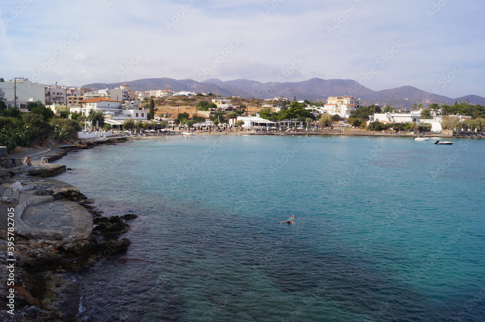 Panoramic view of Agios Nikolaos (Saint Nicholas) in Crete, Greece