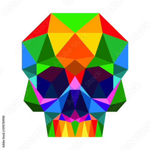 Skull bone low poly geometric polygonal logo icon symbol design