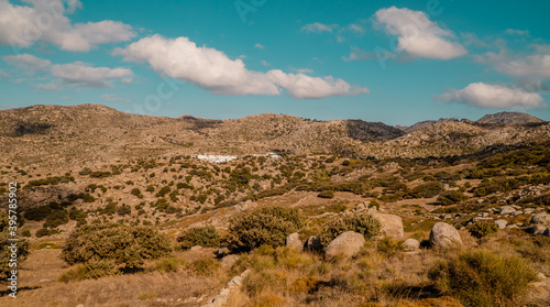 Beautiful panoramic view of rocky landscapes and unique geological formations near Volax, Tinos - Cyclades, Greece