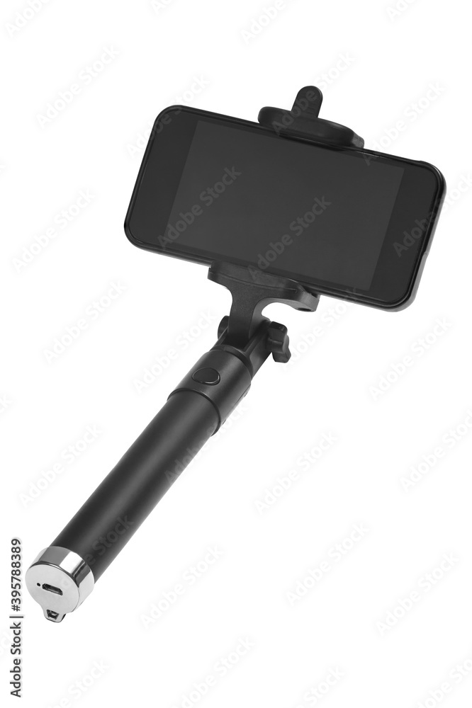 Black selfie stick isolated on white
