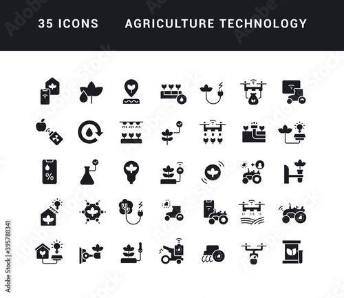Set of simple icons of Agriculture Technology