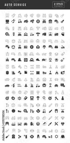 Set of simple icons of Auto Service