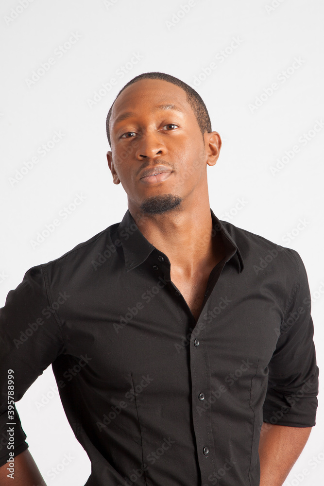 Fototapeta premium Pensive Black man looking thoughtful