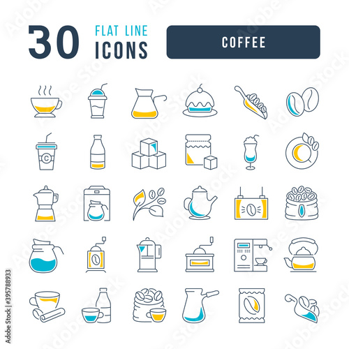 Set of linear icons of Coffee