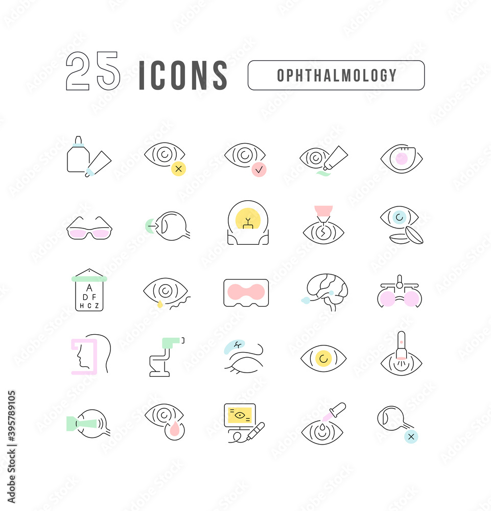 Set of linear icons of Ophthalmology Set of linear icons of Ophthalmology