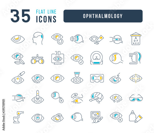 Set of linear icons of Ophthalmology