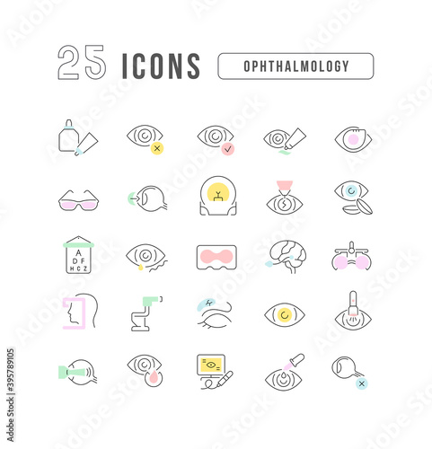Set of linear icons of Ophthalmology