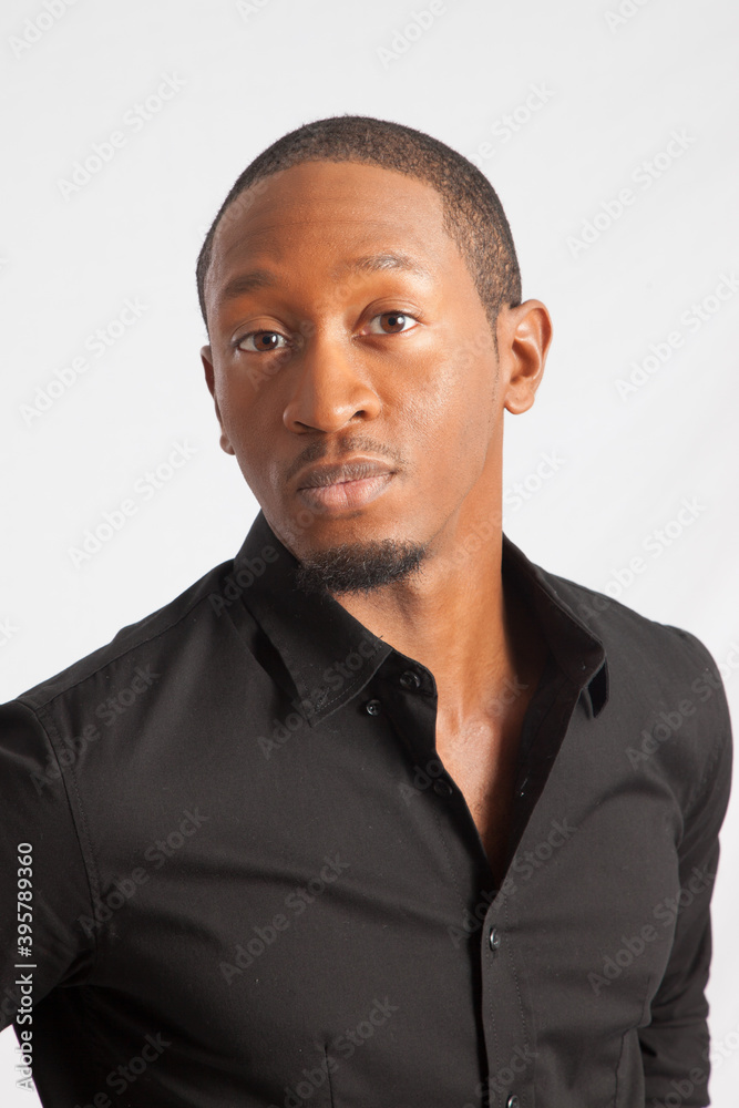 Fototapeta premium Pensive Black man looking thoughtful