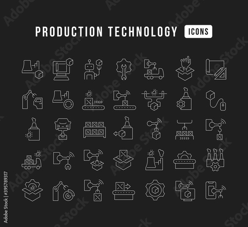 Set of linear icons of Production Technology