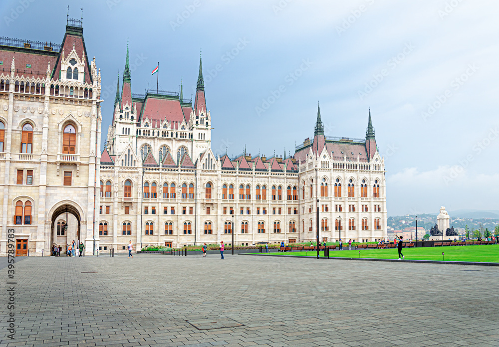 Parliament building in the city of Budapest on the Danube River