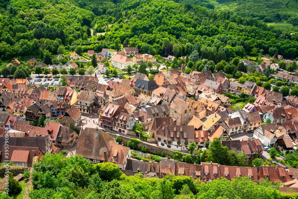 view on village Kaysersberg in Alsace in east France