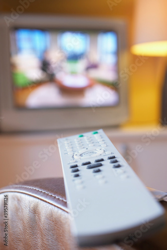 Remote Control And TV In Living Room