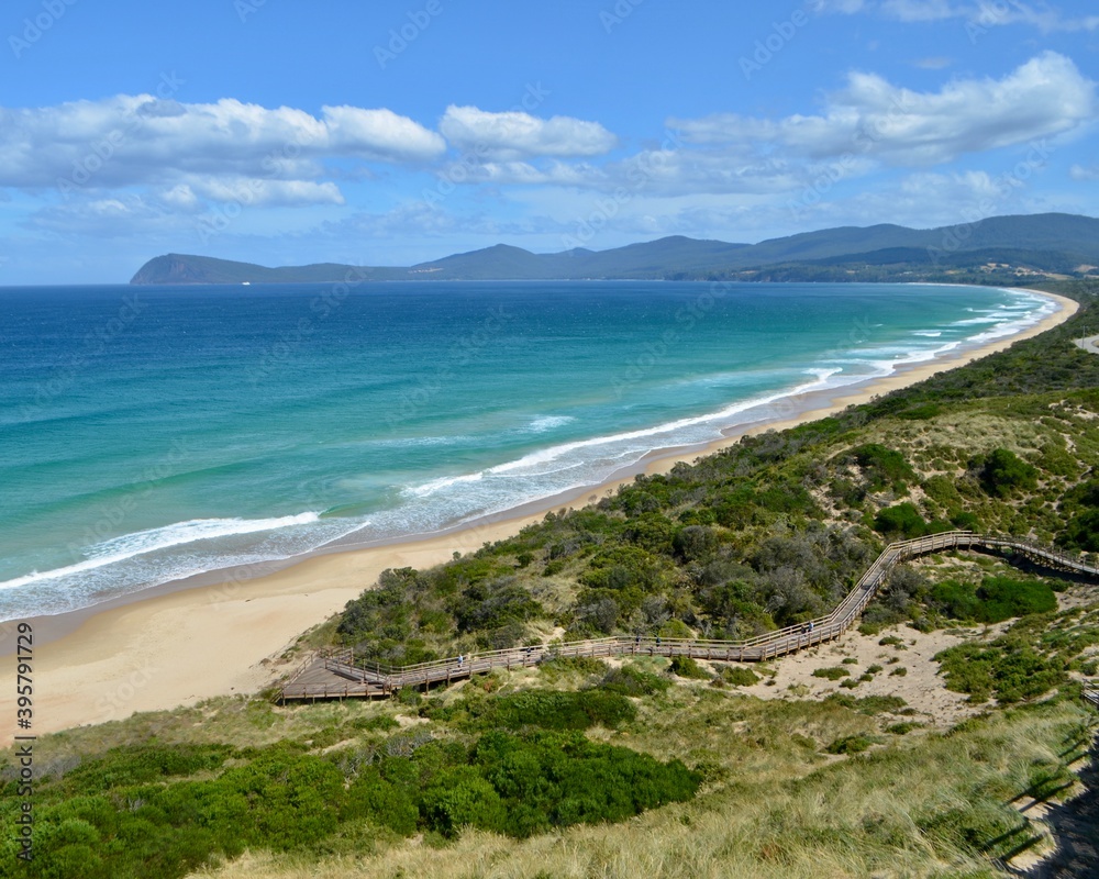 Spectacular view from The Neck Lookout on Bruny Island, Tasmania. Australia