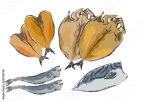 いろんな干物のイラストセット