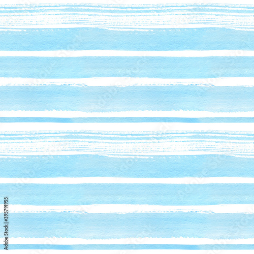 Seamless pattern. Watercolor blue stripes. Background.