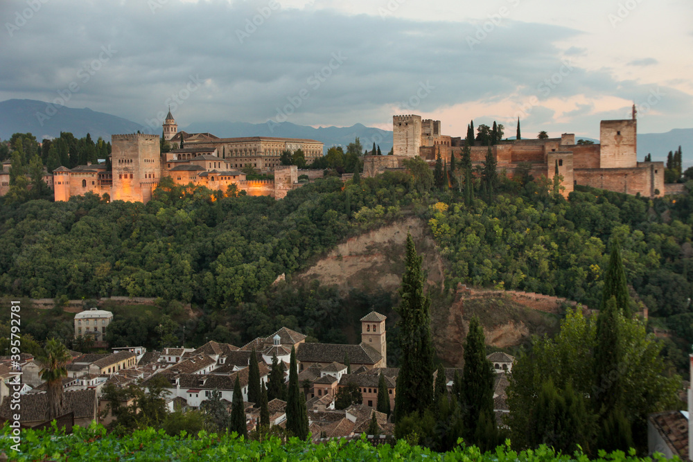 Sunset at the Alhambra in Granada. Sunset at the Alhambra in Granada.