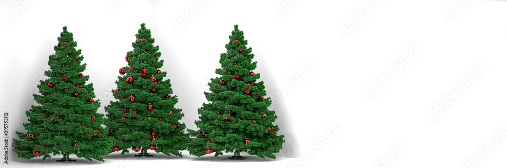 Christmas tree selling white on white background, copy space