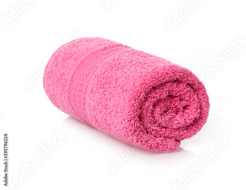 Fluffy pink rolled towel