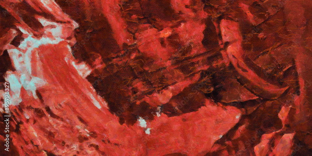 Layers of red paint on canvas. Abstract background