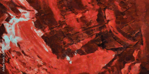 Layers of red paint on canvas. Abstract background