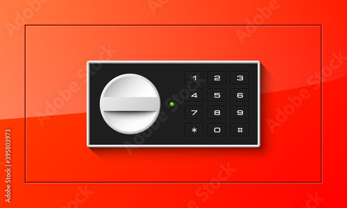 safe Image. Armored box background. The door of a bank vault with a electronic combination lock. Reliable Data Protection. Long-term savings. Deposit box safe icon.Protection of personal information