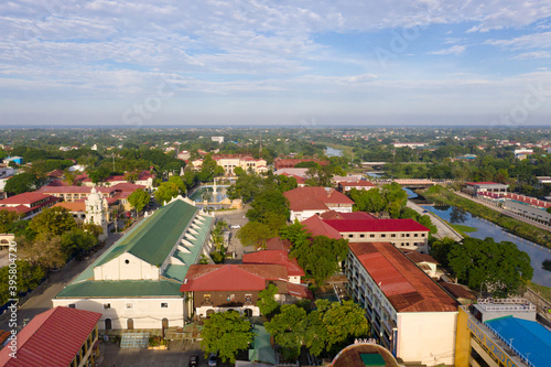 St. Paul Cathedral in the UNESCO World Heritage Site, Vigan Northern Luzon, Philippines. City landscape in the morning, view from above.