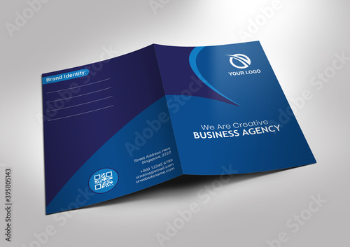 Presentation folder design, cover for letterhead, catalogue, brochures, layout for placement of photos and text, modern geometric design