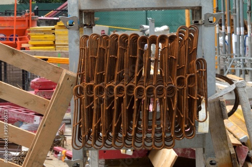 iron structures at a construction site. Construction has stopped. Coronavirus