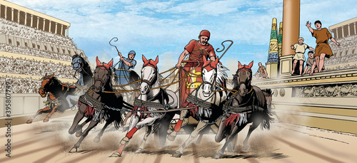 Ancient Rome - Race of the quadrigas in the Circus Maximus photo