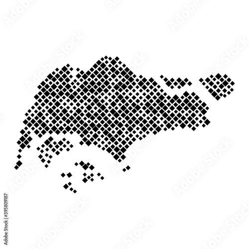 Singapore map from pattern of black rhombuses of different sizes. Vector illustration.