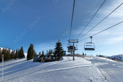 ski lift in the mountains