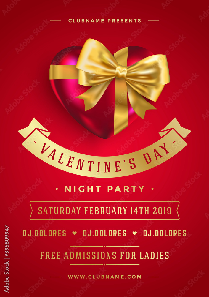 Valentines day party flyer or poster design.