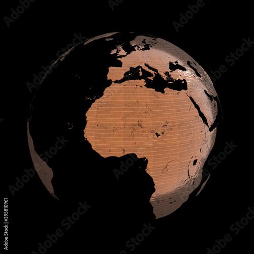 Solar cells Earth. 3D render. 