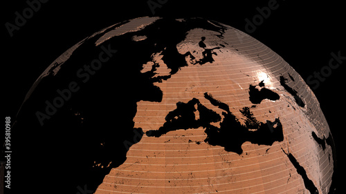 Solar cells Earth. 3D render. 
