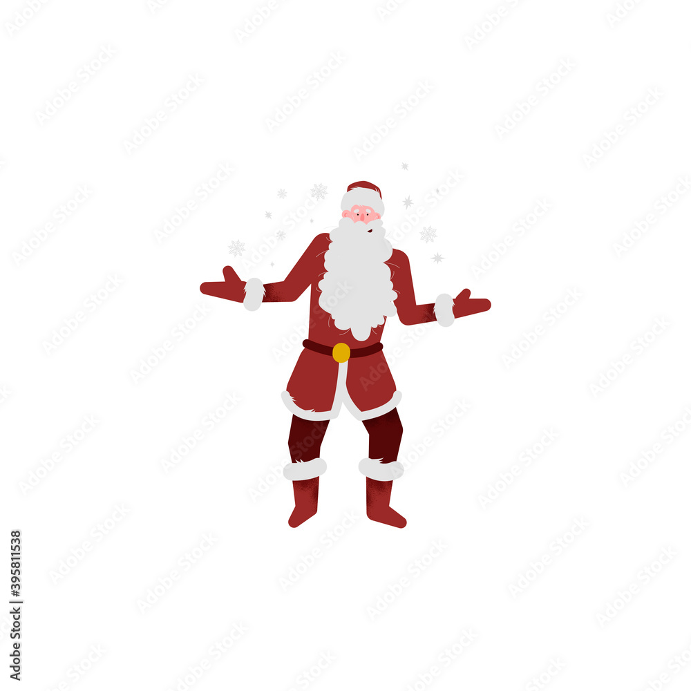 Santa Claus with White Beard and Red Coat as Merry Christmas Character in Standing Pose Vector Illustration Santa Claus with White Beard and Red Coat as Merry Christmas Character in Standing Pose Vector Illustration