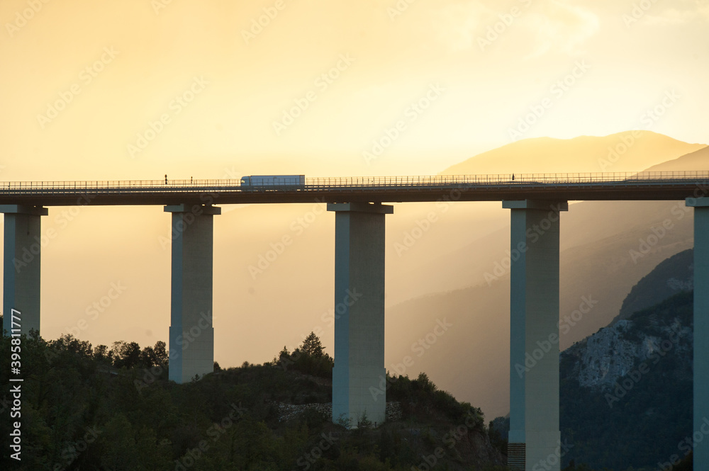 Motorway Viaduct Italia between Calabria mountains Motorway Viaduct Italia between Calabria mountains