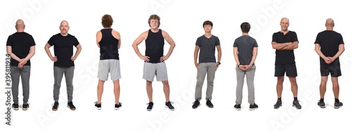 men with sportswear front and back on white background