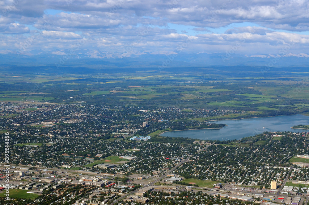 Aerial view of Calgary Glenmore reservoir