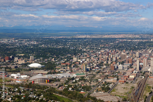 Aerial view of downtown Calgary sports centres