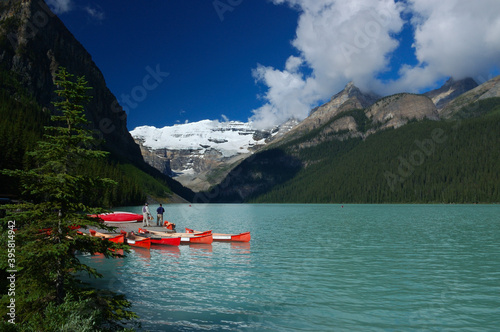 Renting canoes on Lake Louise