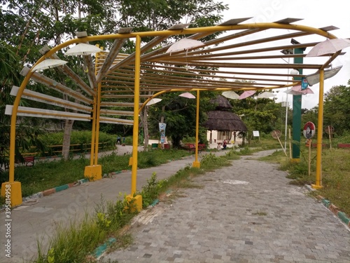 Yogyakarta, Indonesia, November-26-2020: "embung Senja" family park in the middle of the city of Yogyakarta