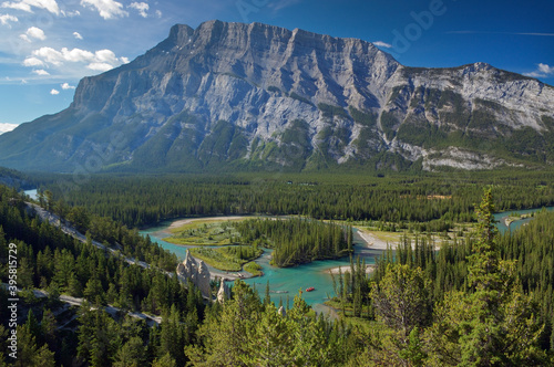 The Bow river and Mount Rundle at the Hoodoos
