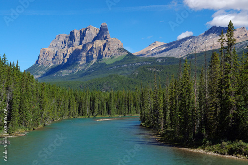 Castle mountain from the Bow river valley