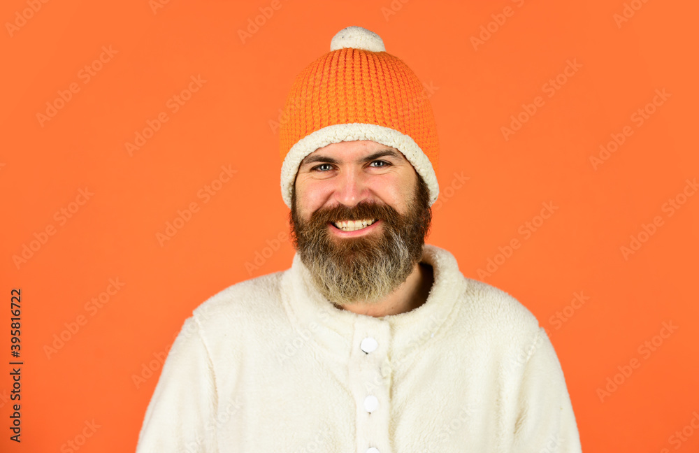 Real feelings. Funky happy bearded man. mature man posing with funny outfit. man beard in winter hat. portrait of trendy guy wearing hat. Male winter style. Modern winter knitted beanie hat Real feelings. Funky happy bearded man. mature man posing with funny outfit. man beard in winter hat. portrait of trendy guy wearing hat. Male winter style. Modern winter knitted beanie hat
