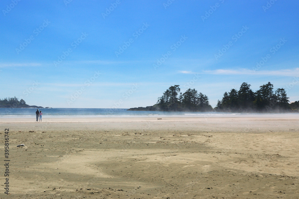 Beachcombers in Ocean mist at Chesterman beach Beachcombers in Ocean mist at Chesterman beach