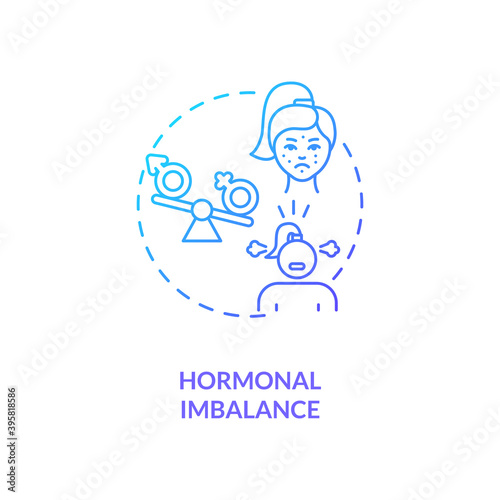 Hormonal imbalance concept icon. CFS cause idea thin line illustration. Abnormal hormones levels. Moodiness, irritability. Heavy, painful periods. Vector isolated outline RGB color drawing